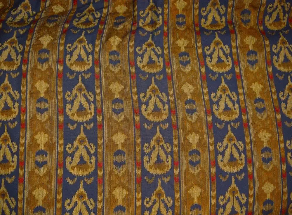 Cotton Jacquard Tapestry Fabric Ornamental Stripe Black Brown Beige 52” Wide